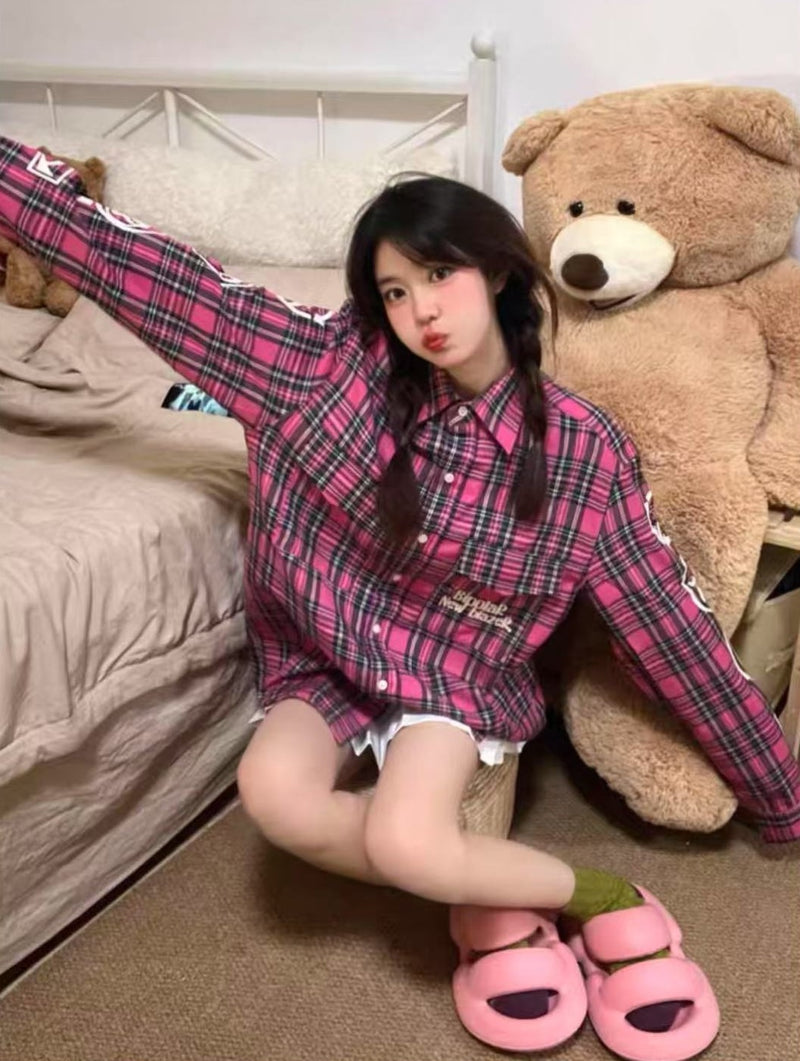 BIPOLAR Vintage Plaid Long-sleeve T-shirt