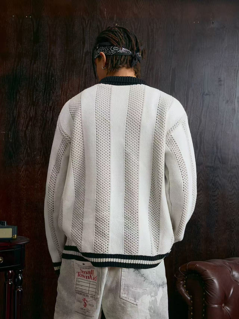 STK Vintage Striped Long-Sleeve Polo T-Shirt