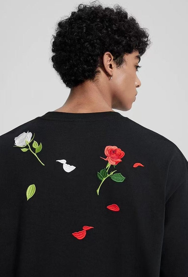 ACHOCK Rose Embroidered Short-sleeve T-shirt
