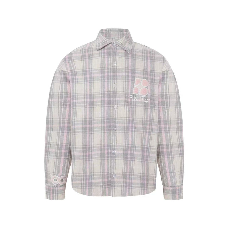 BIPOLAR Fleece patchwork Brushed Contrast plaid Tops