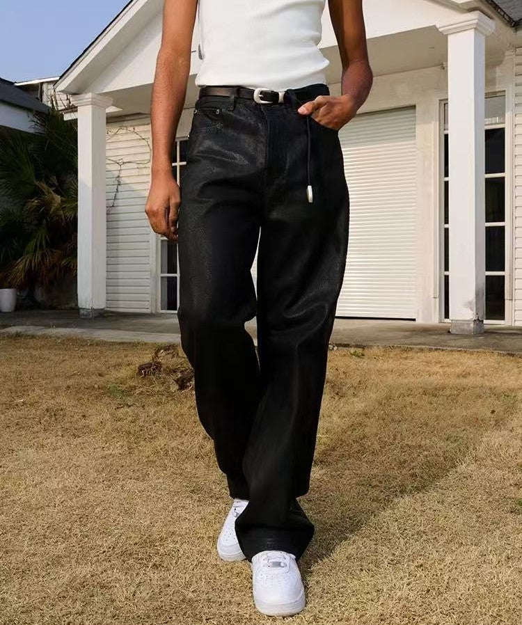 AFGK Casual Loose Wax Denims Pants