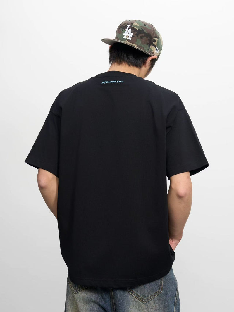 AFGK Floral Necklace Embroidered Short-sleeve T-Shirt