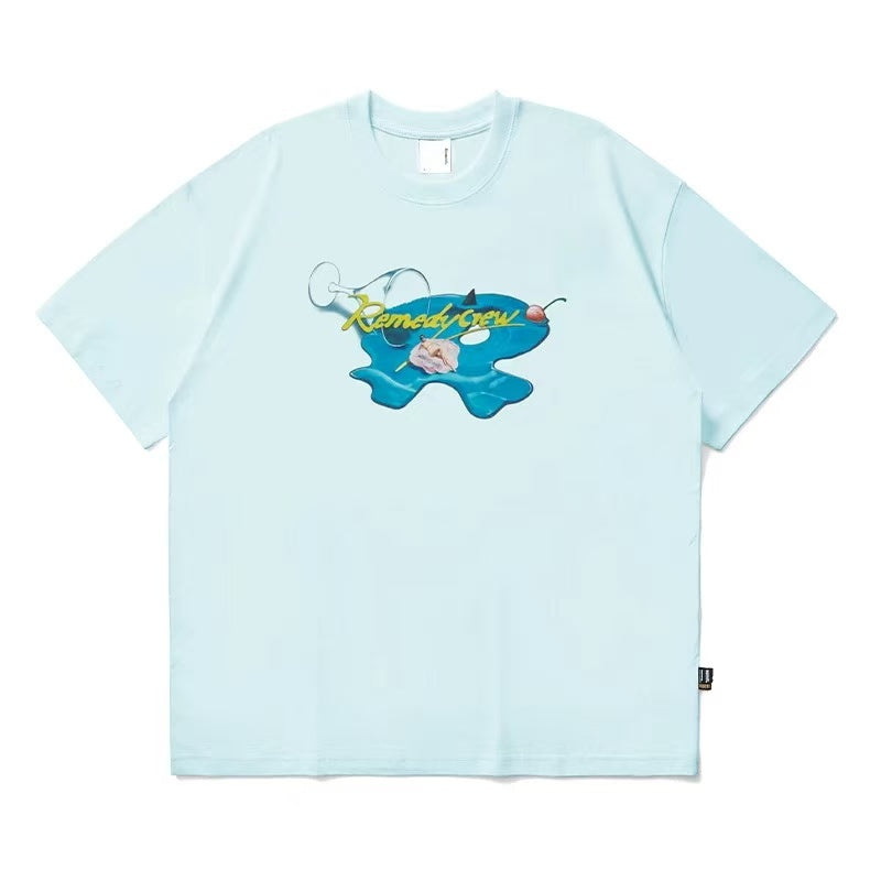 REMEDY Wine Glass R Logo Print Short-sleeve T-Shirt