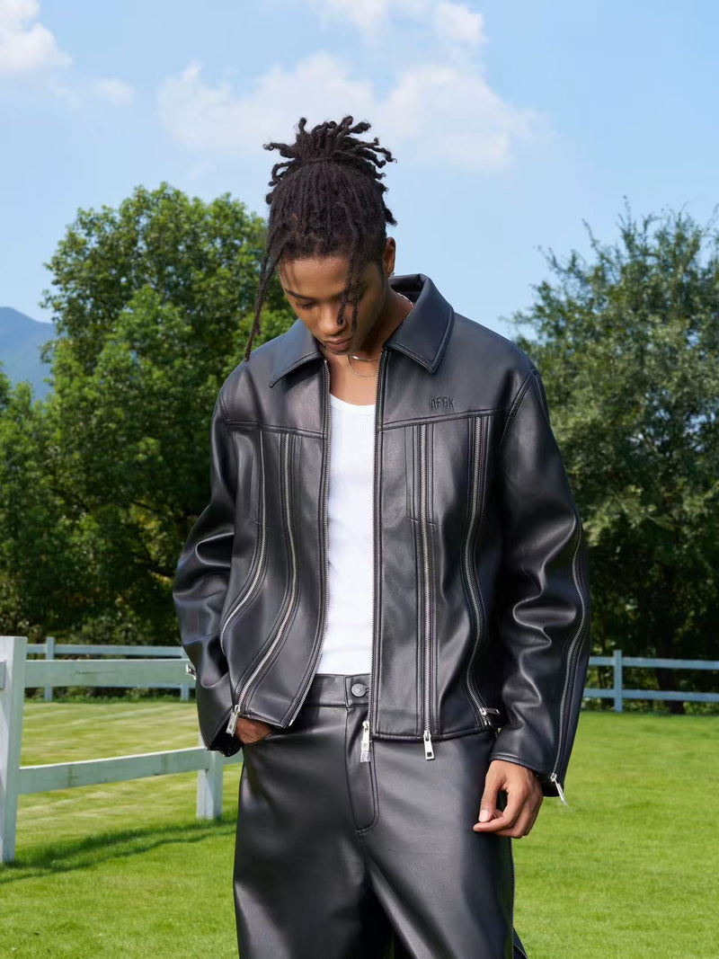 AFGK Zippered Leather Jacket