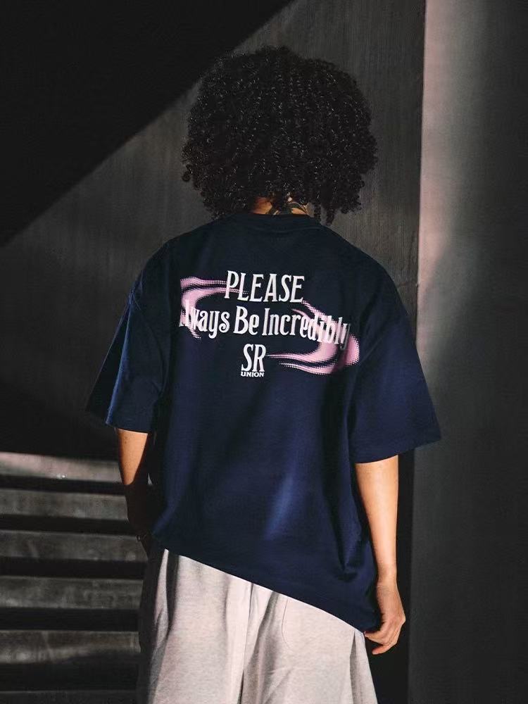 REMEDY Water Ripple Letter Print Short-sleeved T-shirt
