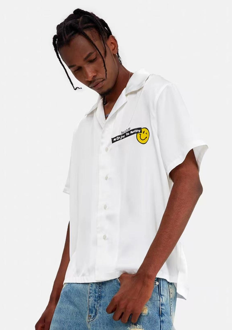 MEDM Colorful Embroidered Printed Smiley T-shirt