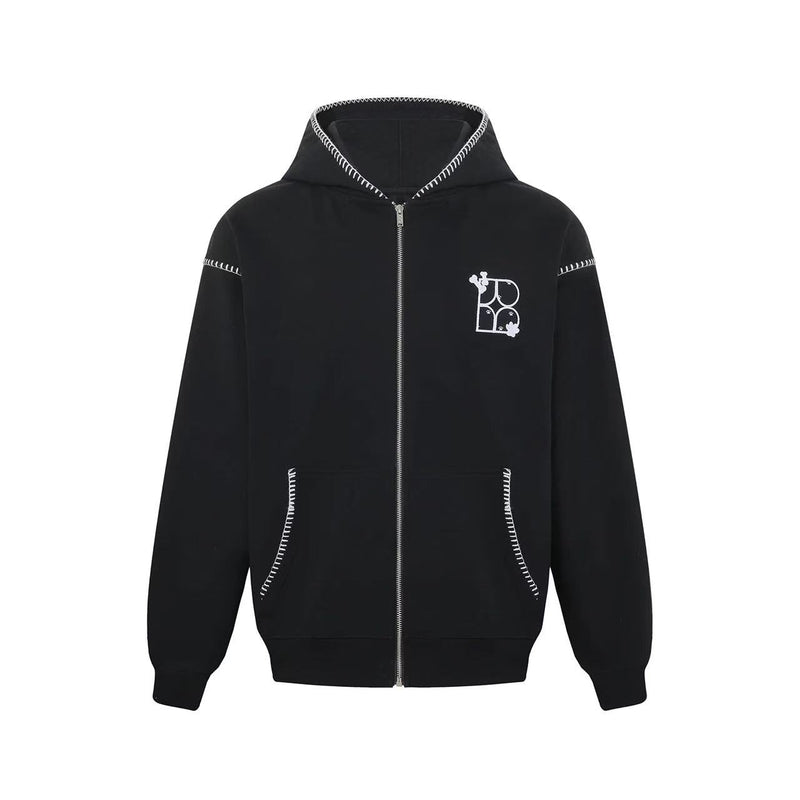 BIPOLAR Dog Ear Patch Zipper Hoodie