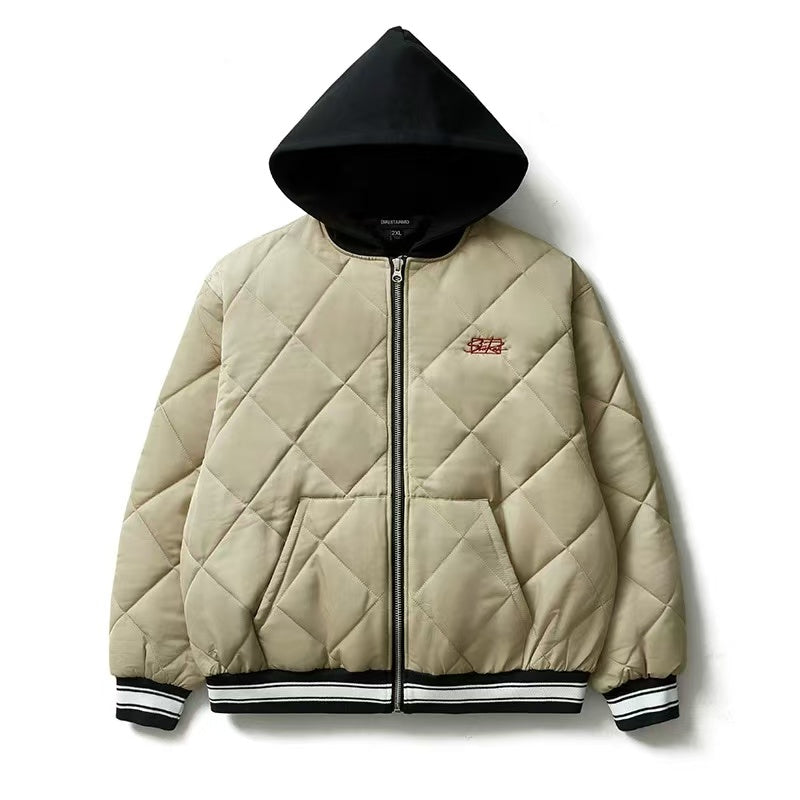 REMEDYxSTA Embroidered Quilted Baseball Hooded Jersey