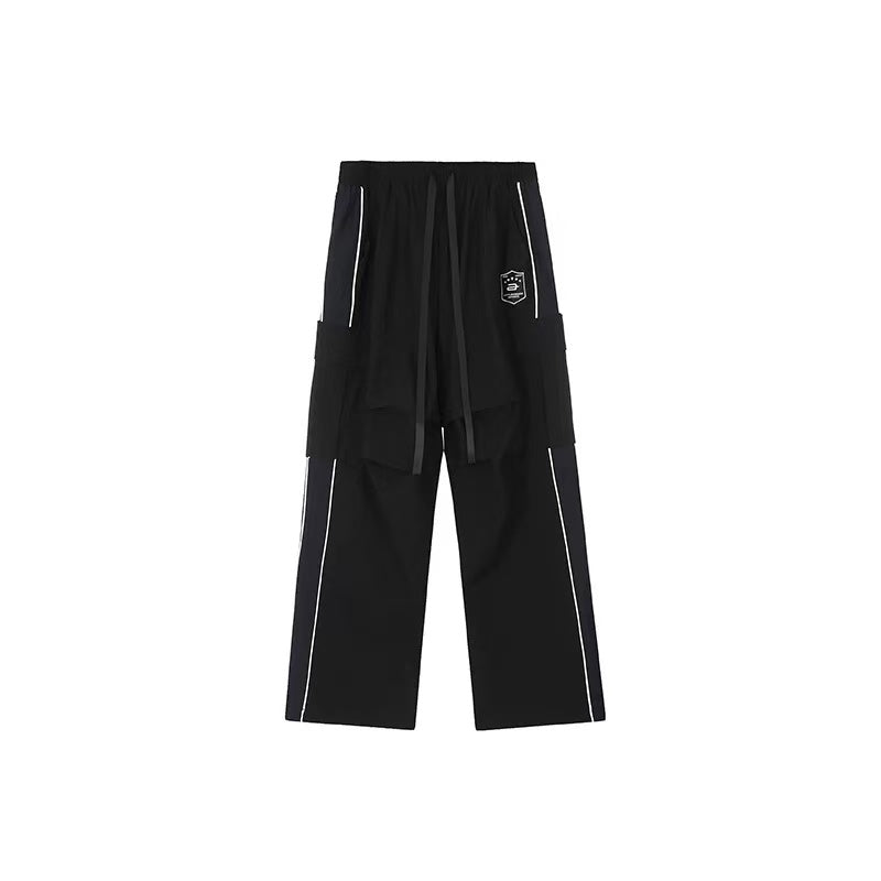 ACHOCK Retro Vintage Side Stripe Outdoor Cargo Paratrooper Pants