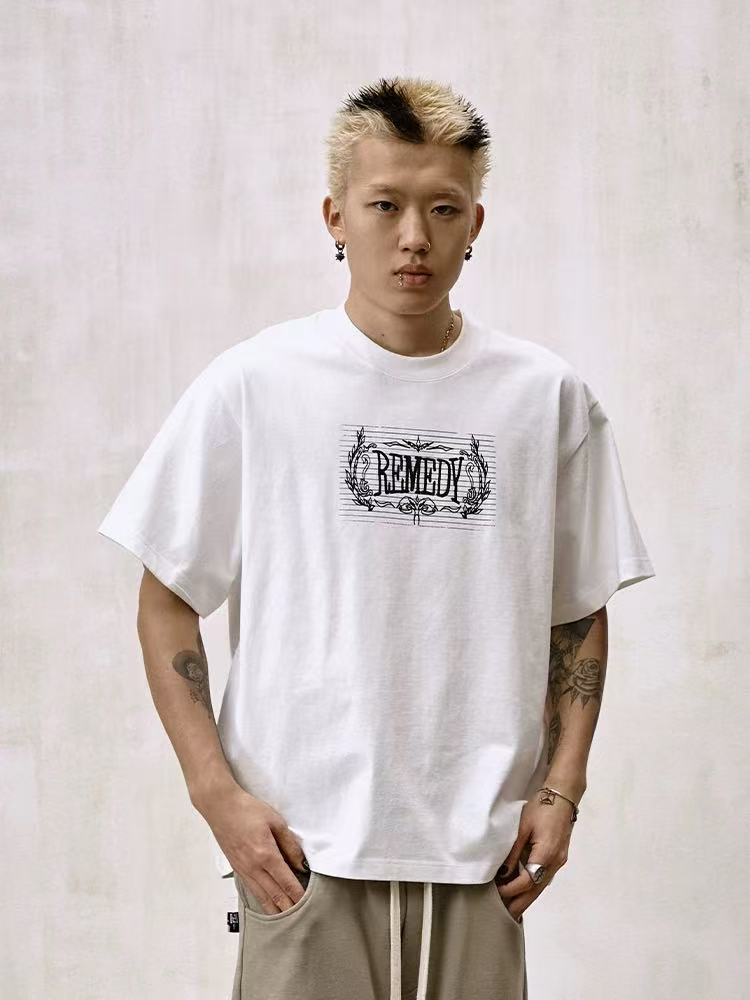 REMEDY Retro Letter Print Short-sleeve T-shirt
