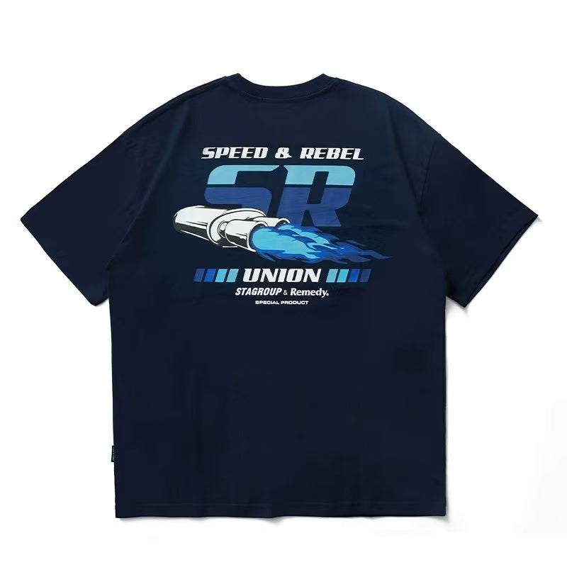 REMEDYxSTA SR Car Engine Printed Short-sleeve T-shirt