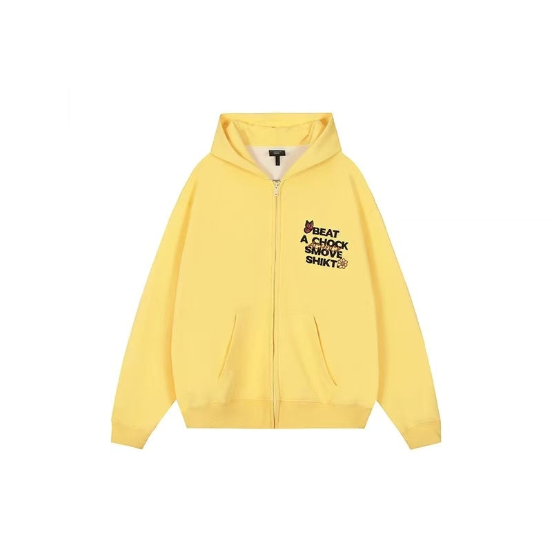 ACHOCK Floral Patch Embroidered Hooded Sweatshirt