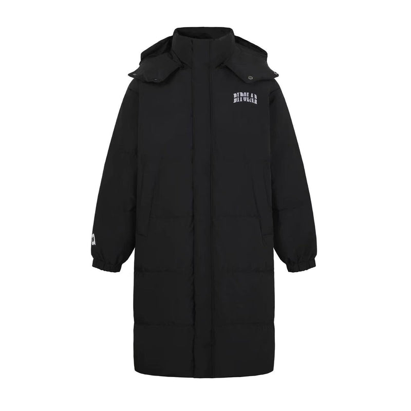 BIPOLAR Flocked Long Knee-length Foldable Duck Down Hooded Jacket