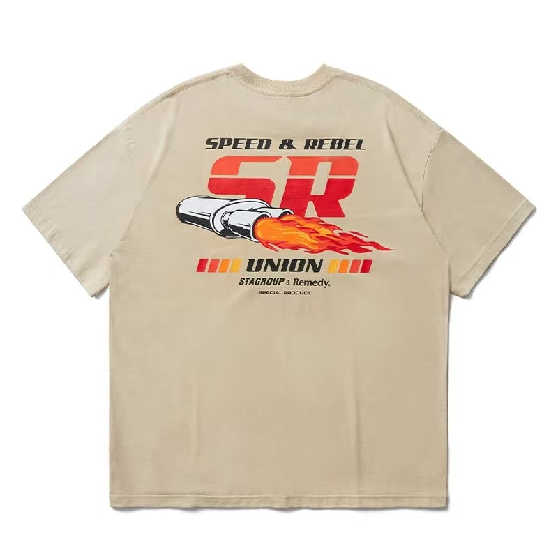 REMEDYxSTA SR Car Engine Printed Short-sleeve T-shirt