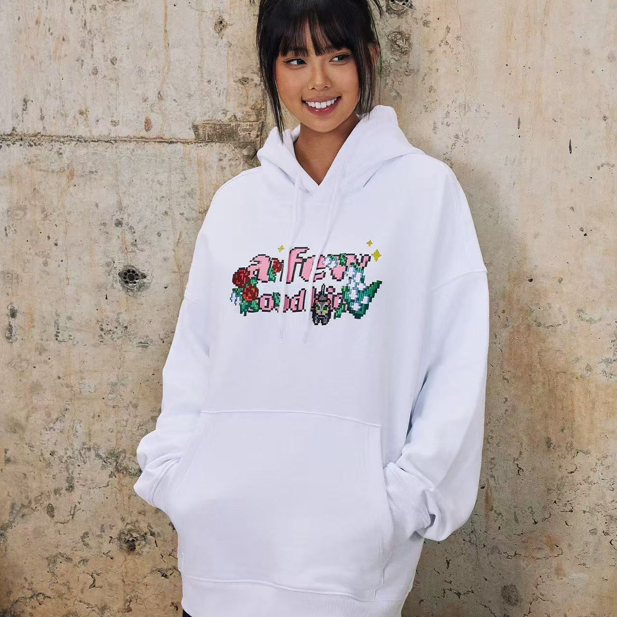AFGK Pixel Style Embroidered Hoodie
