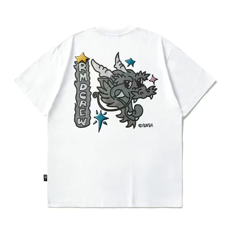 REMEDY 3M Reflective Cartoon Draagon Short-sleeve T-shirt