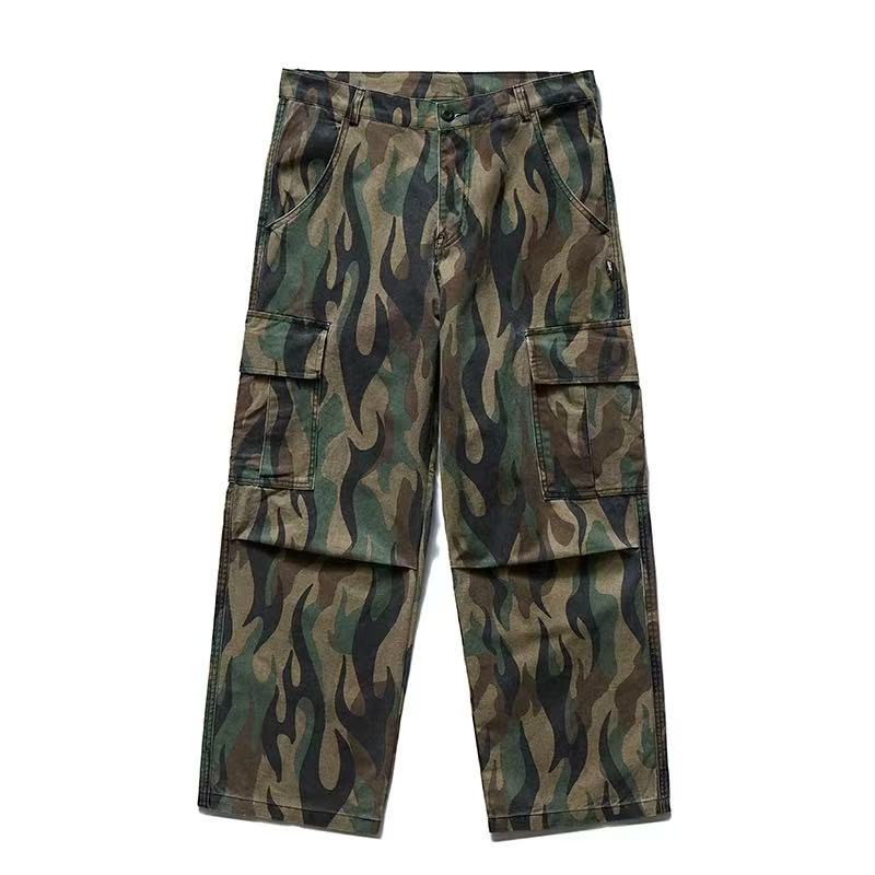 REMEDY Frayed Flame Camouflage Cargo Long Pants