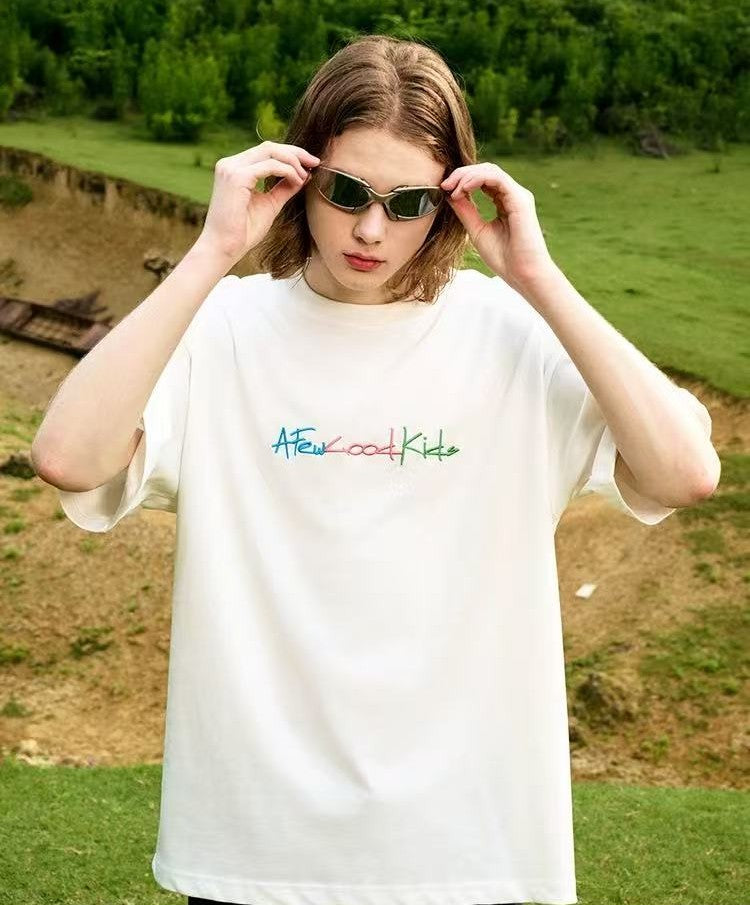 AFGK Cursive Logo Embroidered Short-sleeve T-shirt
