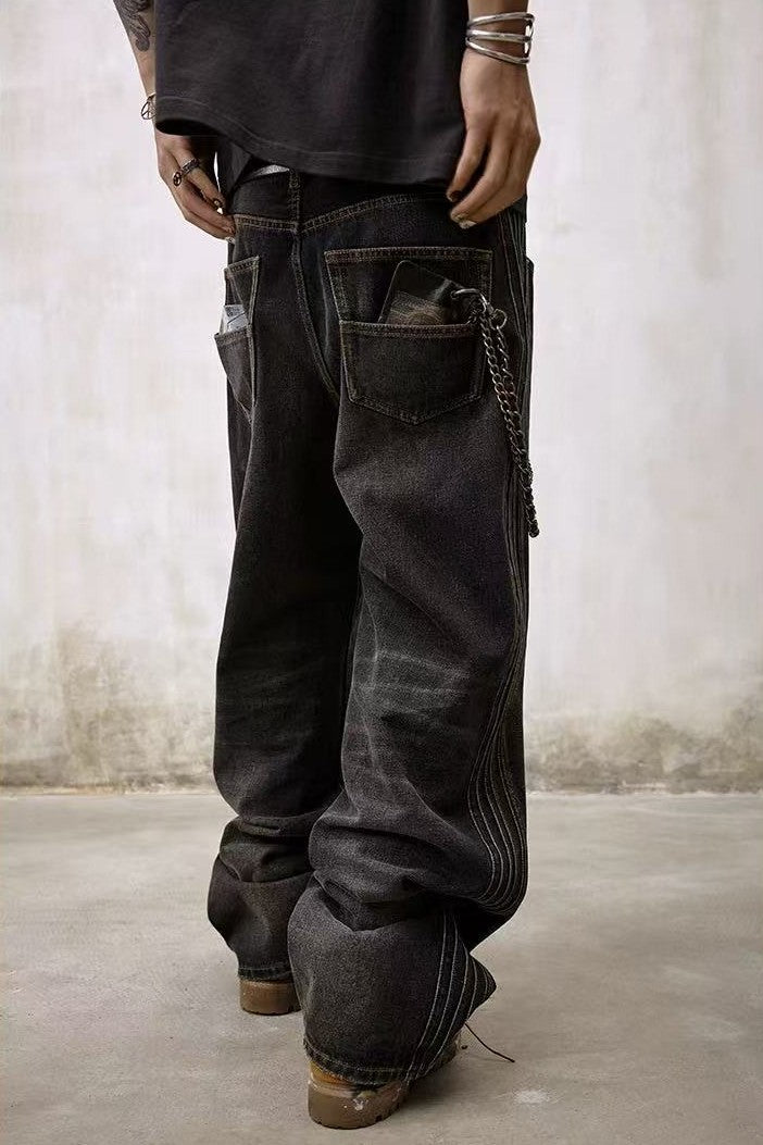 REMEDY Striped Washed Jeans