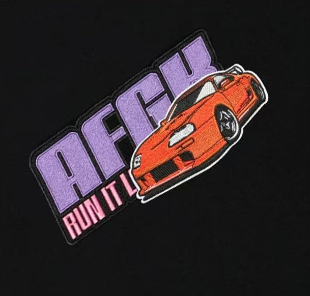 AFGK "JDM" Motorcycle Velcro Embroidered Short-sleeved T-shirt