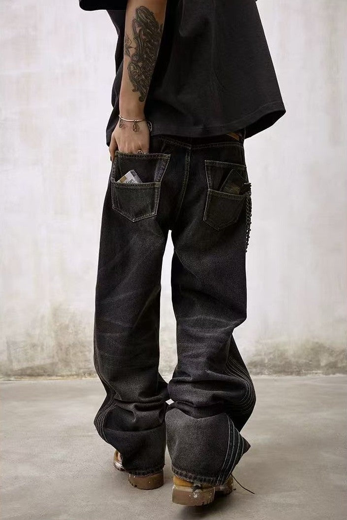 REMEDY Striped Washed Jeans