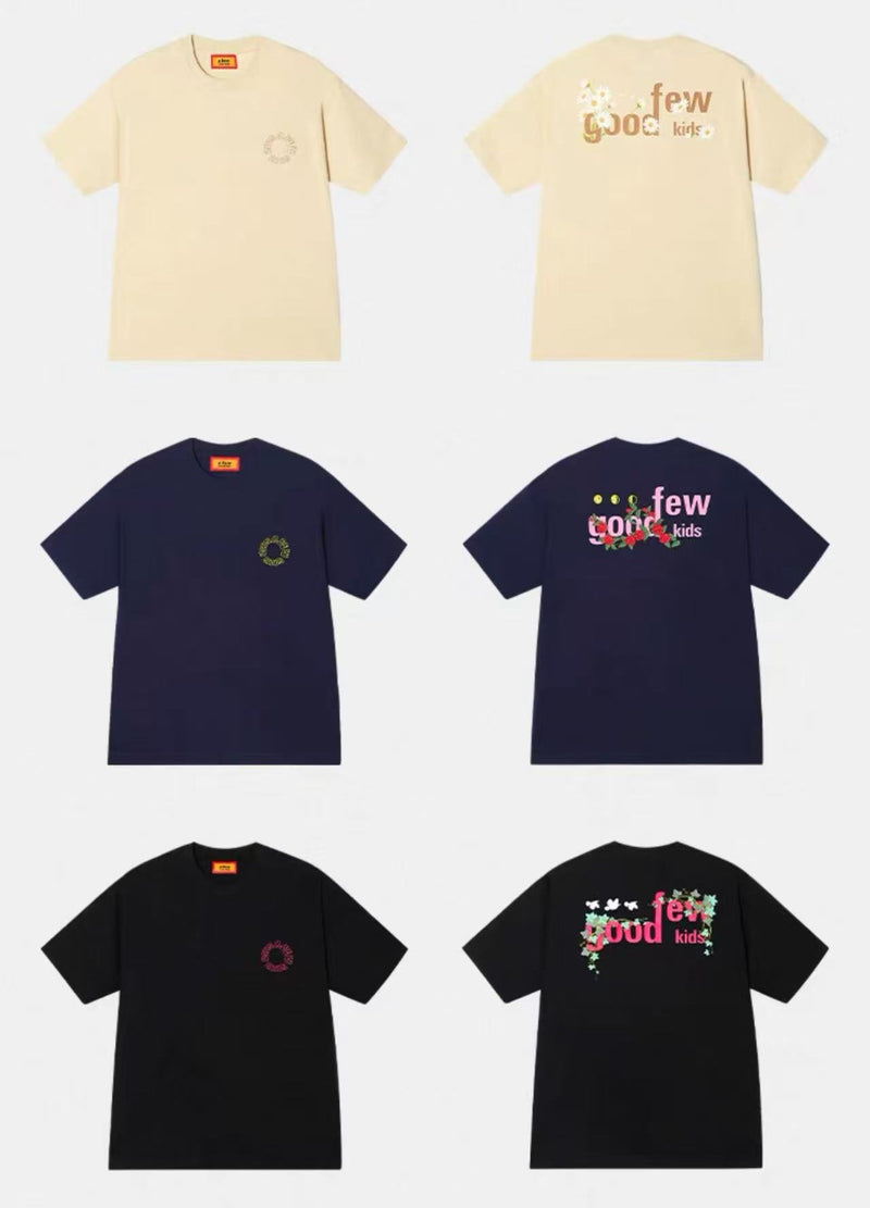 AFGK "Vine Garden" Rose Embroidered Short-sleeved T-shirt