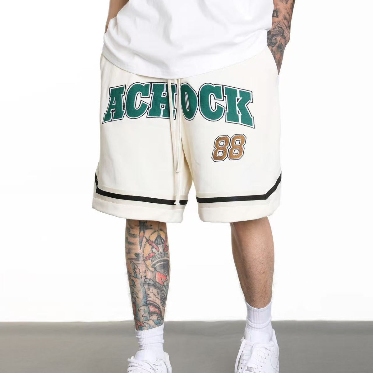 ACHOCK Logo Embroidered Drawstring Shorts