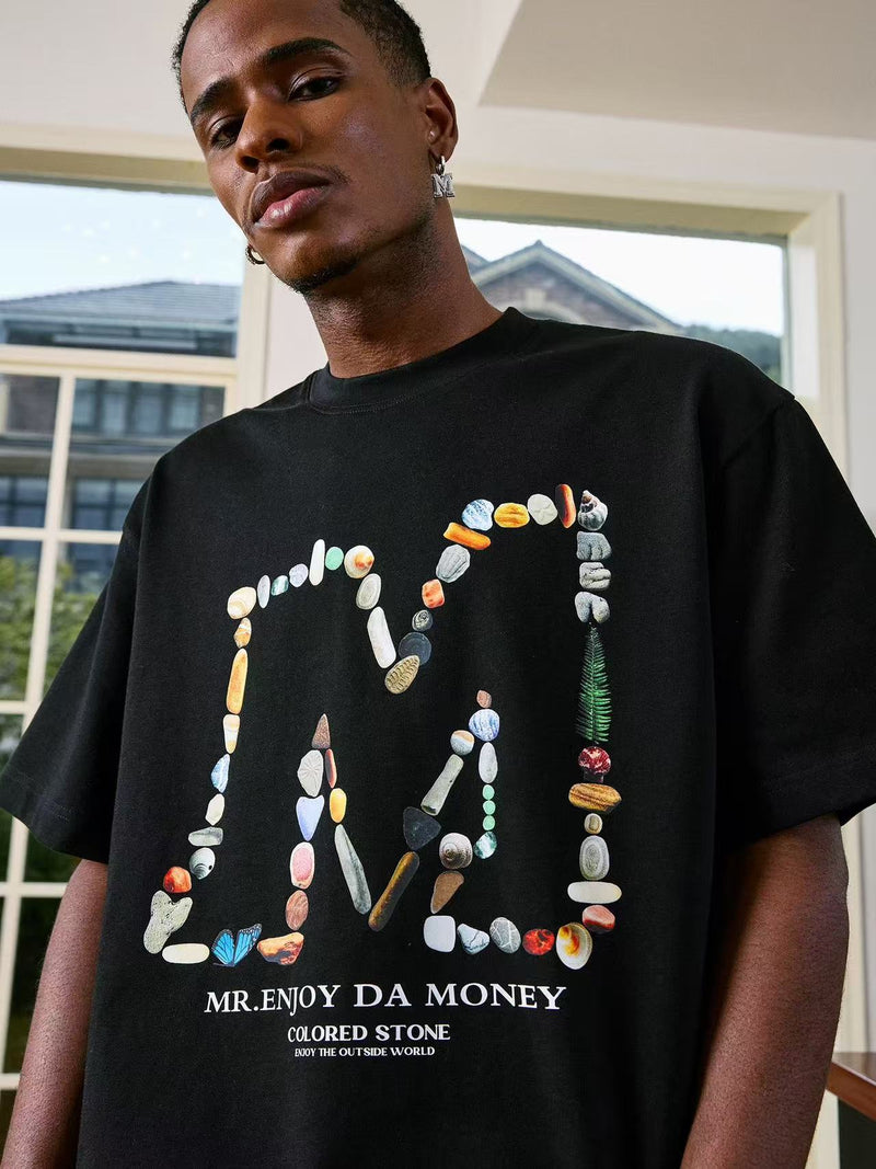 MEDM Colorful Stone M Print Short-sleeve T-Shirt