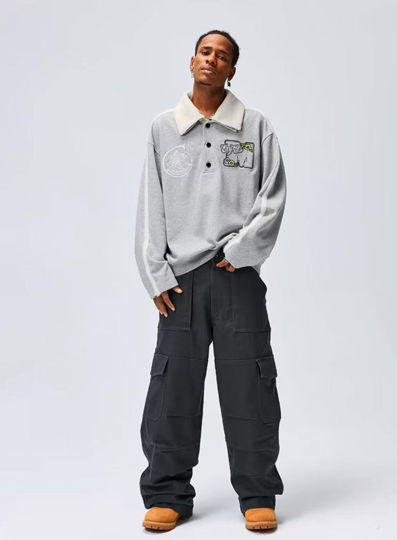 MEDM Pegasus Fur Collar Polo Sweatshirt