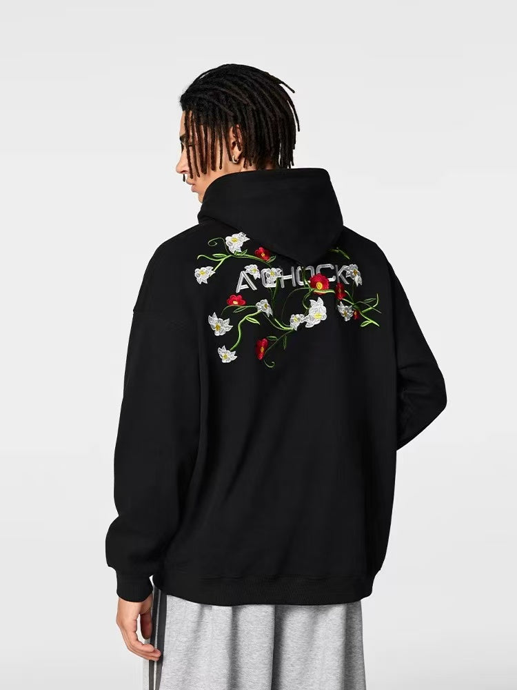 ACHOCK Heavy Floral Embroidered Hoodie