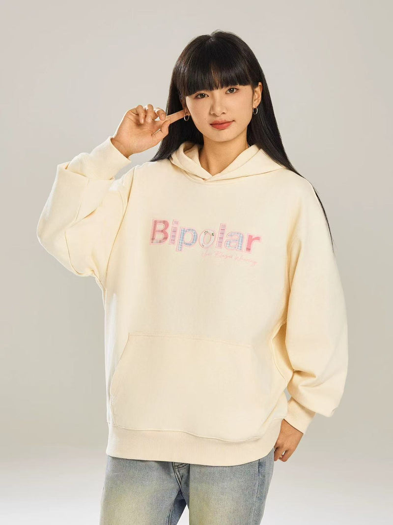 BIPOLAR Colorful Plaid Patch Logo Hoodie
