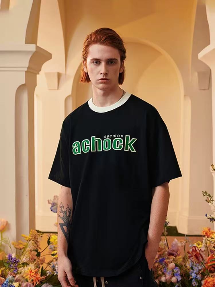 ACHOCK Suede Foam Printed Short-sleeved T-shirt