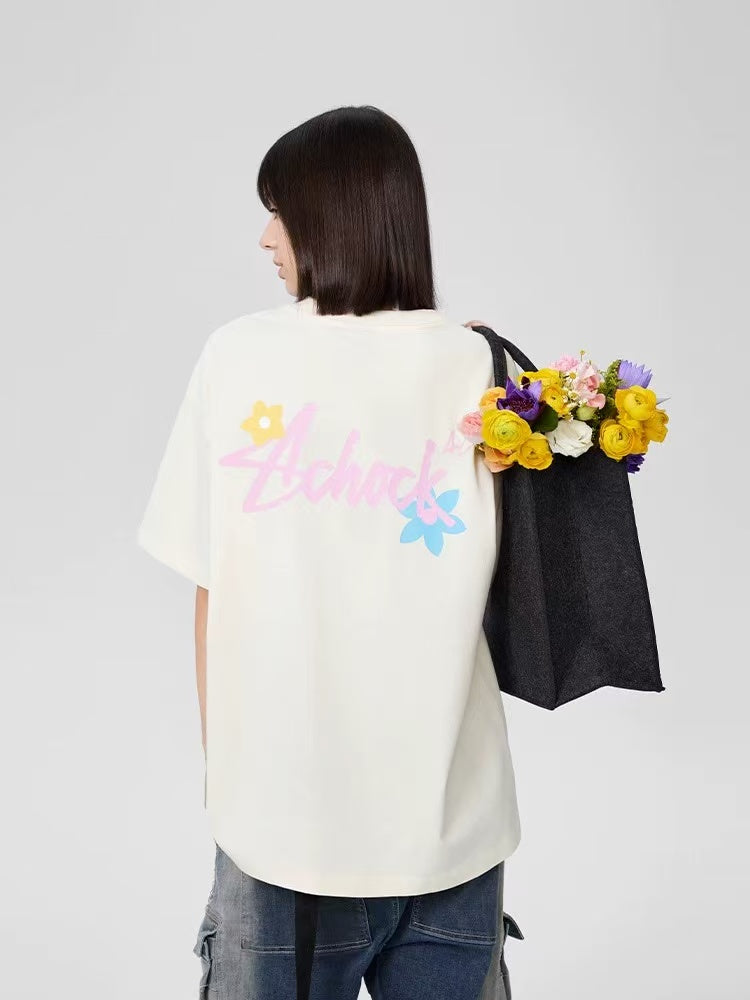 ACHOCK Flower Printed Logo T-shirts