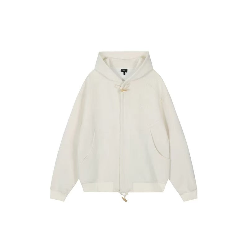 ACHOCK Horn Button Air Layer Cardigan Hooded Sweatshirt