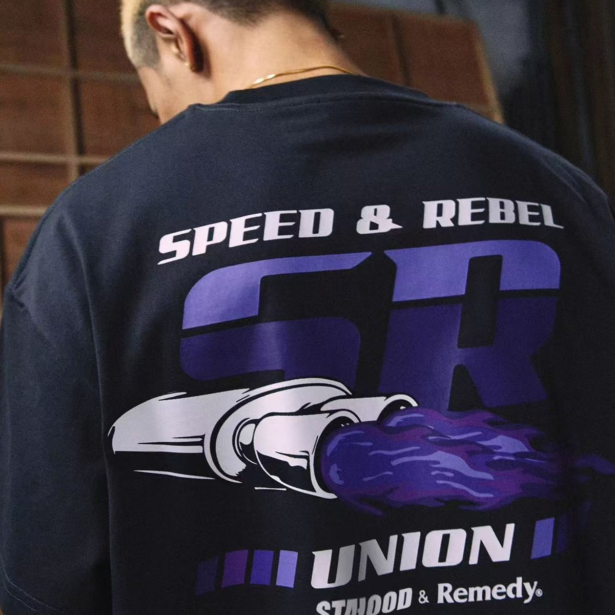 REMEDYxSTA SR Car Engine Printed Short-sleeve T-shirt