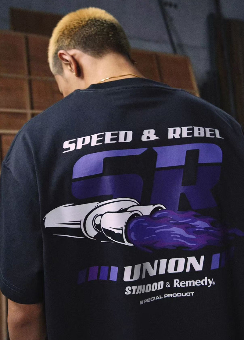 REMEDYxSTA SR Car Engine Printed Short-sleeve T-shirt