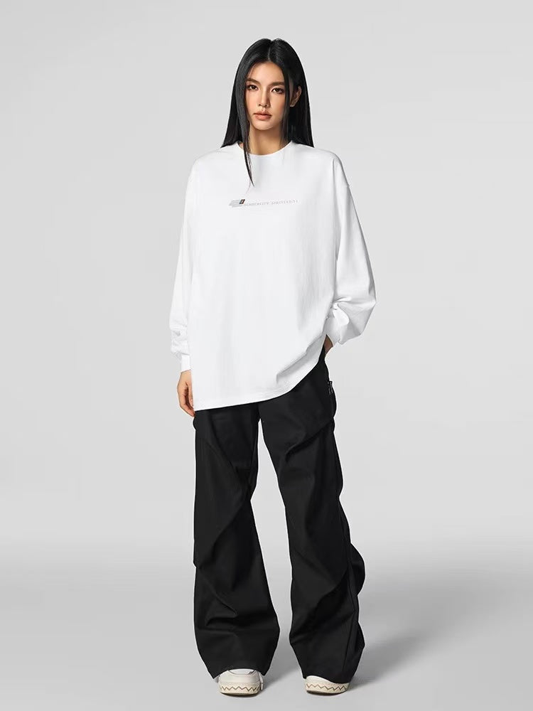 ACHOCK Solid Color Letter Print Long-sleeve T-shirt