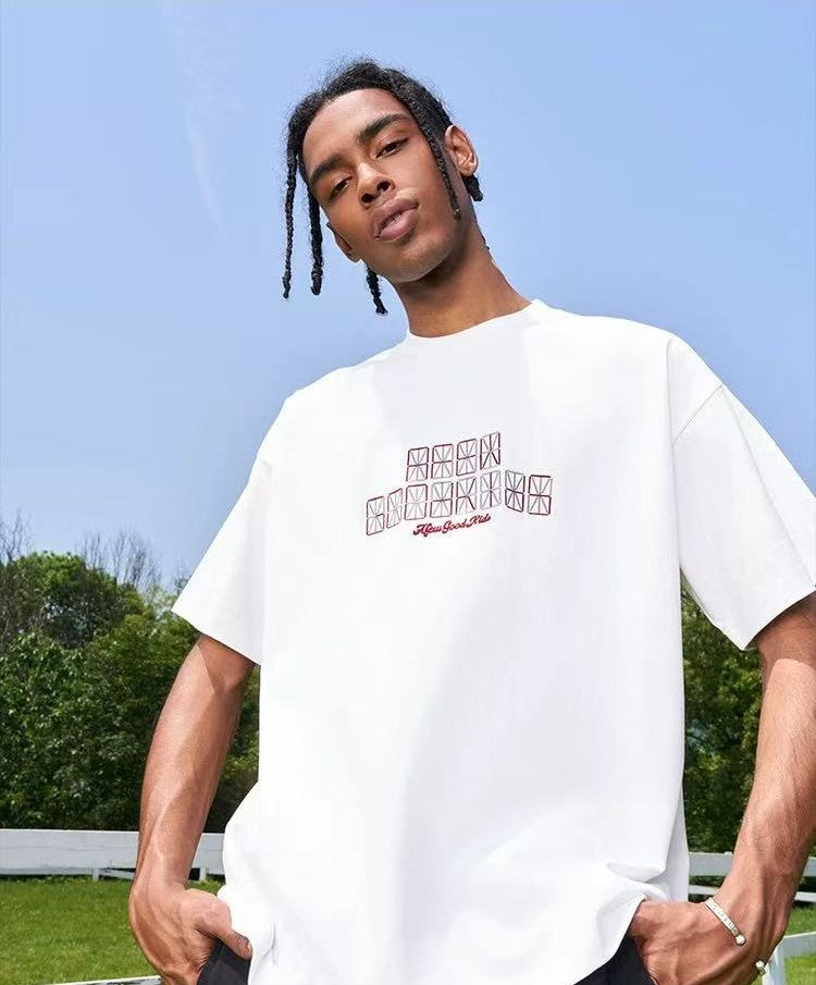 AFGK Electronic Screen Embroidery LOGO Short-sleeves T-shirt