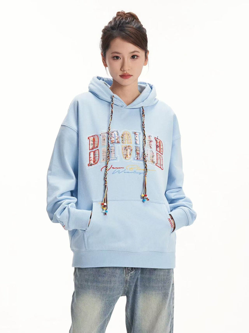 BIPOLAR Rainbow Tassel Appliqué Embroidered Hoodie
