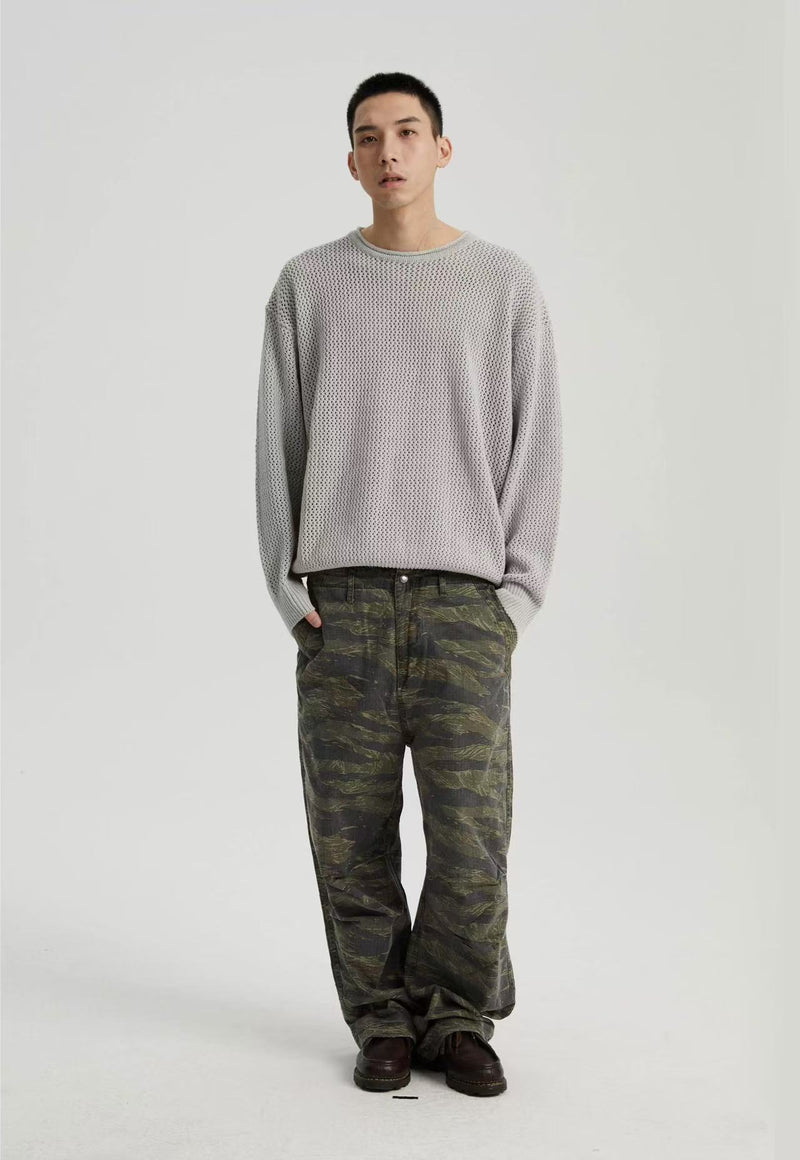 WASSUP Hollow Round Collar Sweater