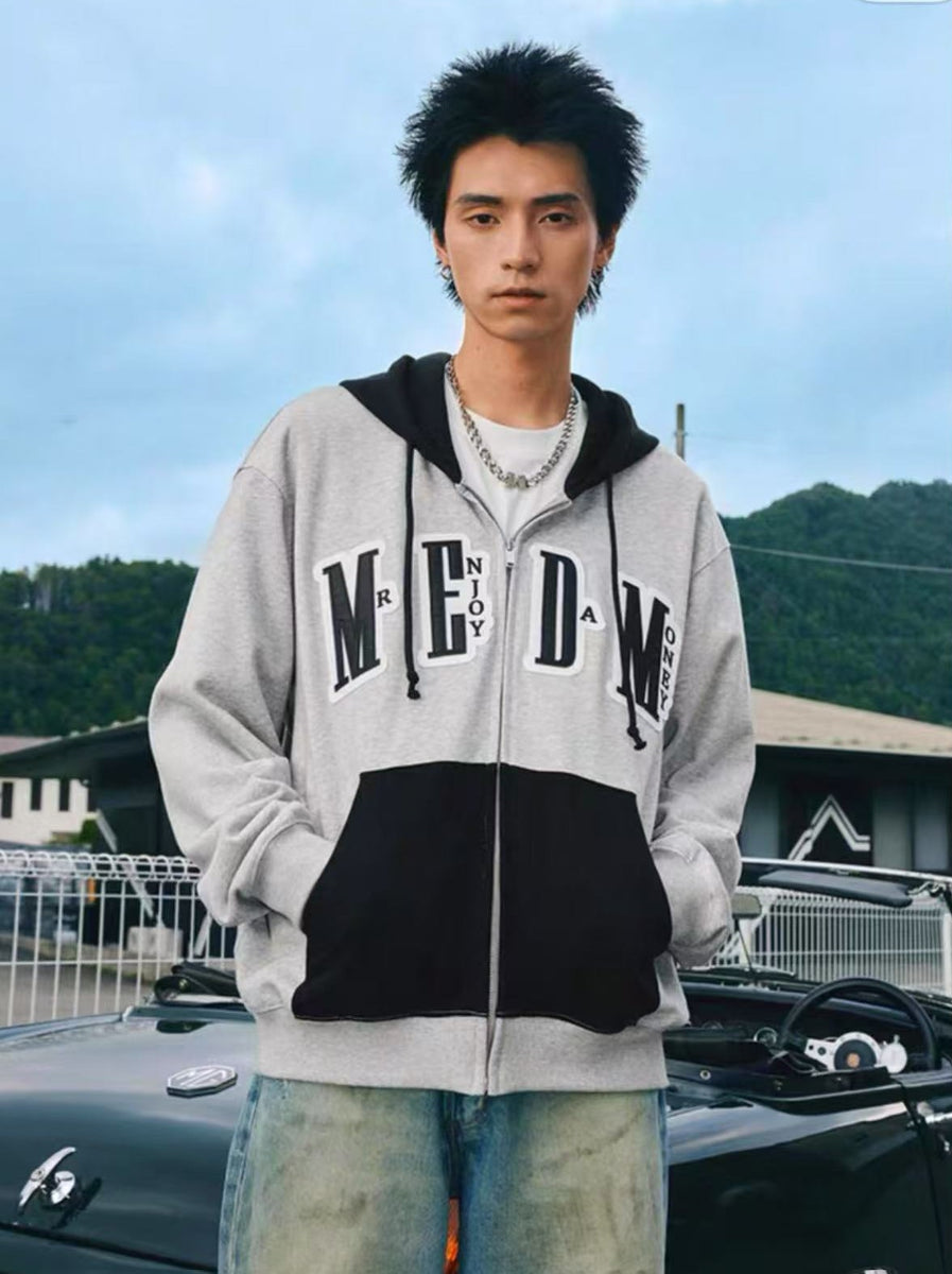 MEDM Colorblock Patch Zip-up Hoodie