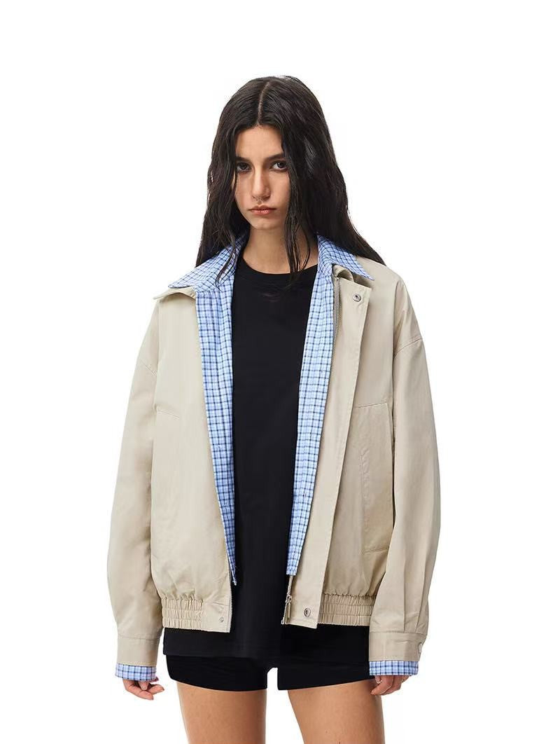 FDR Contrast Patchwork Plaid Fake Two-piece Jacket