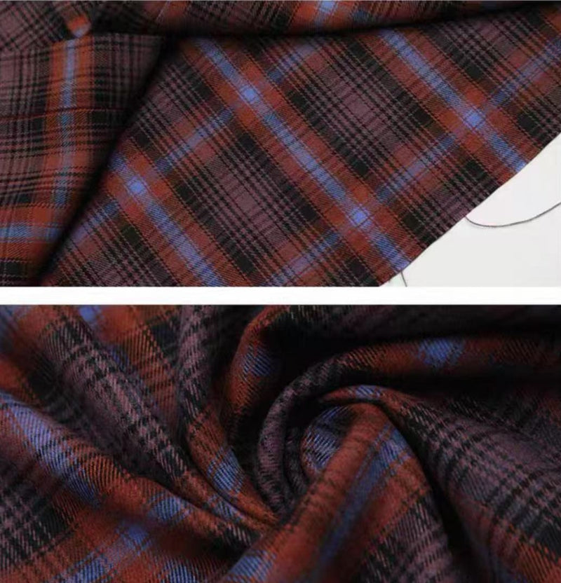 ACHOCK Retro Contrast Plaid Long-sleeve Shirt