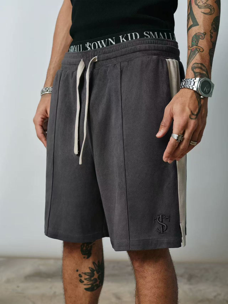 STK Vintage Embroidered Suede Patchwork Shorts