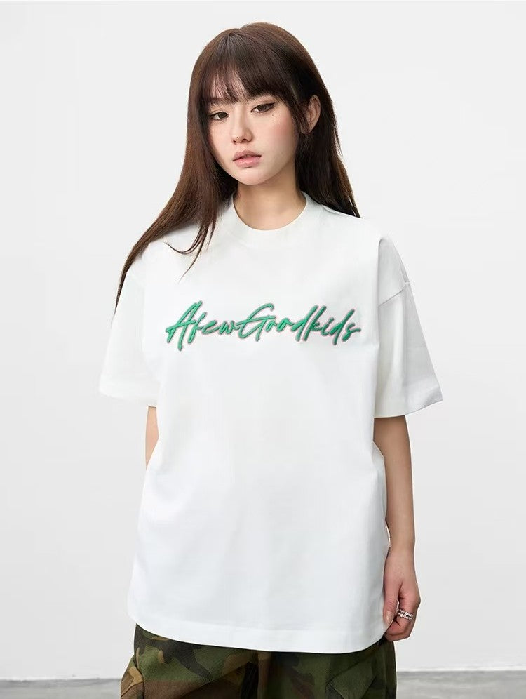 AFGK High-foam Embroidered Short-sleeved T-shirt