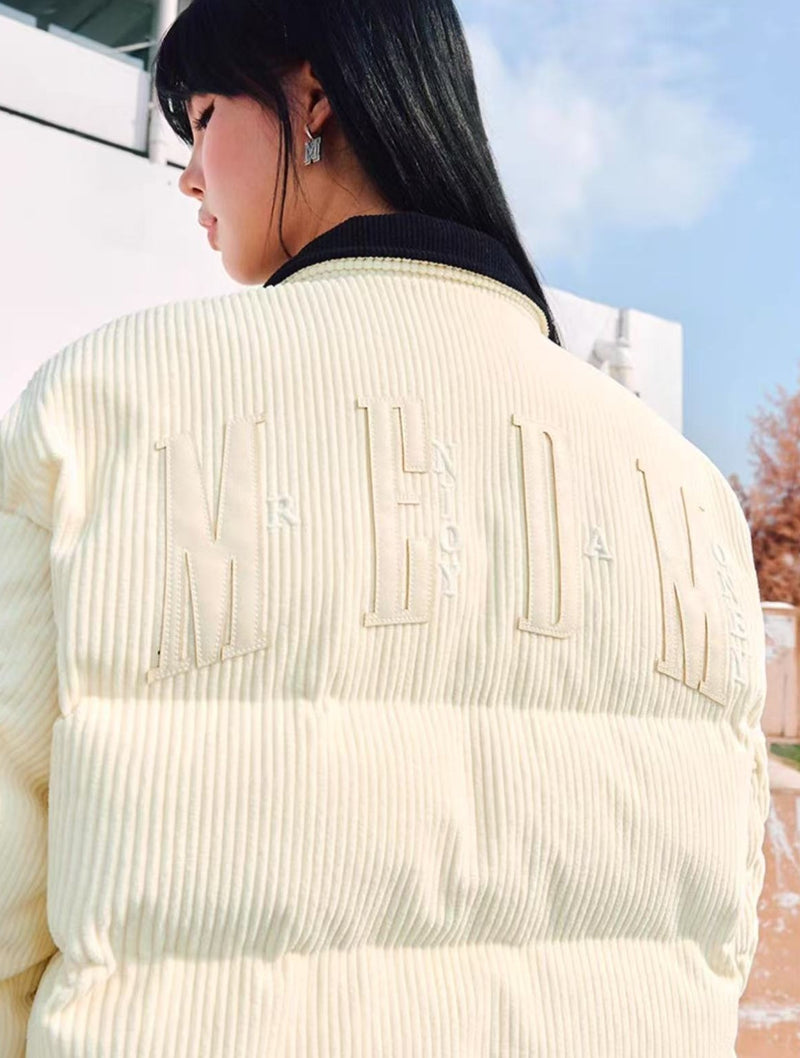 MEDM Corduroy Lapel Color Block Down Jacket