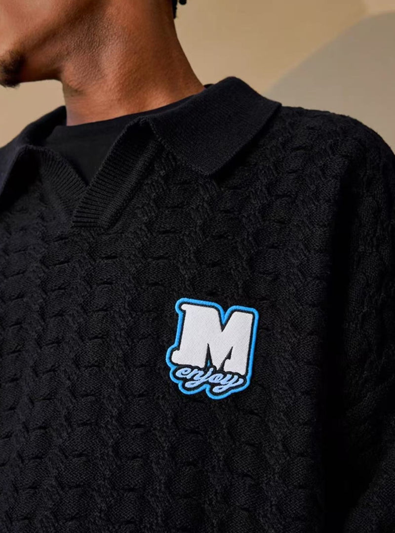 MEDM Hole Knit Long-sleeve Polo
