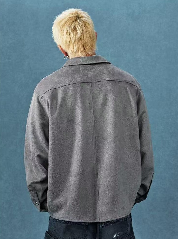 MEDM  Basic Logo Suede Shirt Jacket