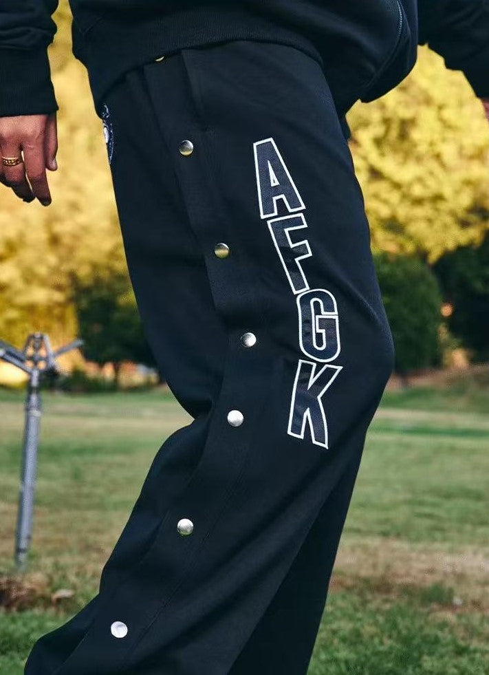 AFGK Basic Letter Casual Buttoned Pants