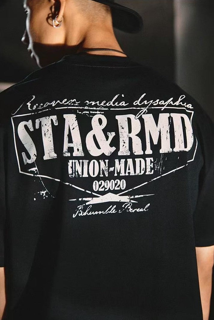 REMEDYxSTA Military Medal Print Short-sleeved T-shirt